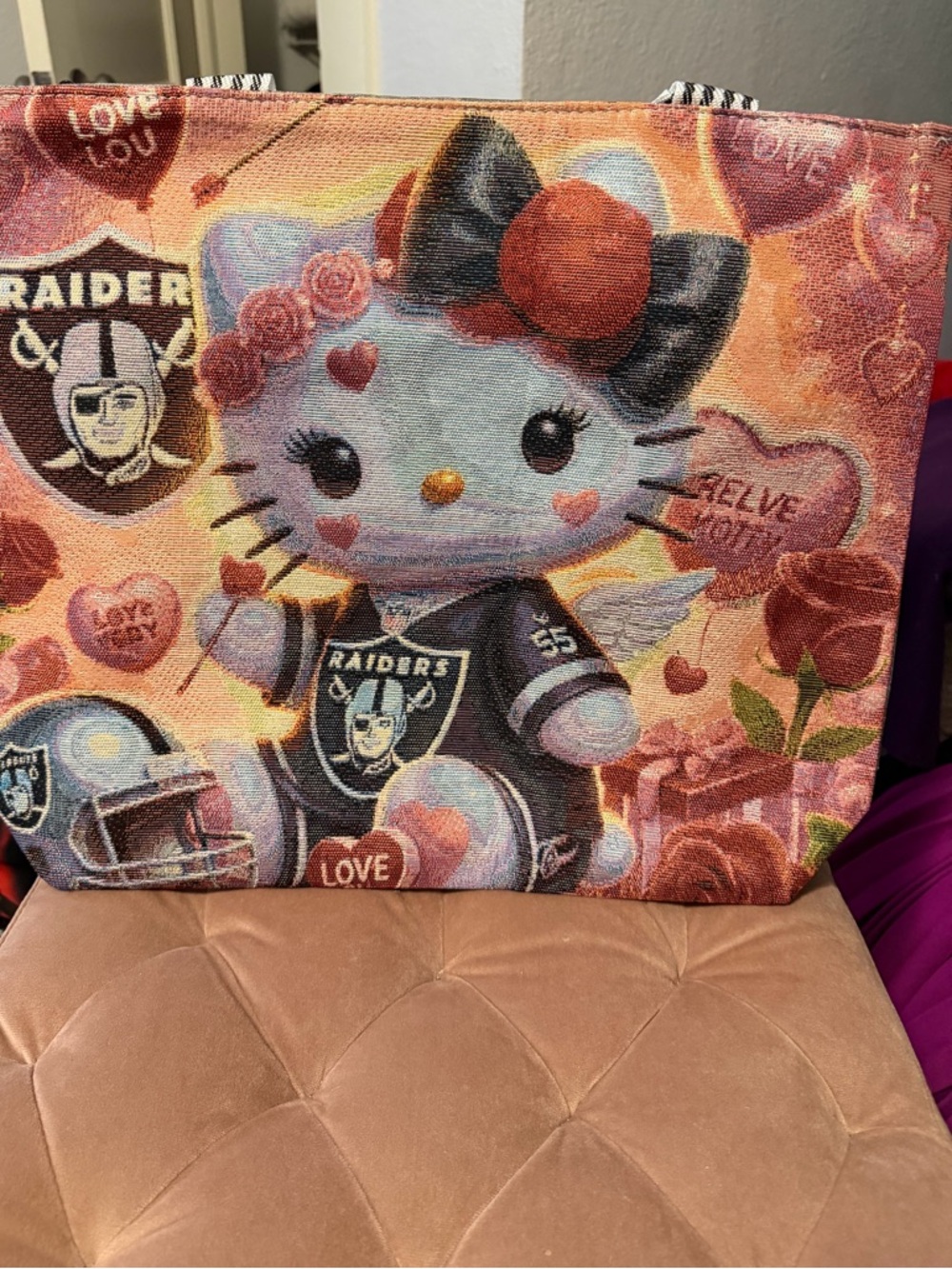Hello Kitty Pink and Black Raiders Tote